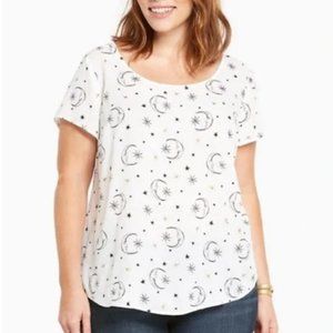 Torrid Moon & Star Georgette Button Back White Lightweight Top Size 2